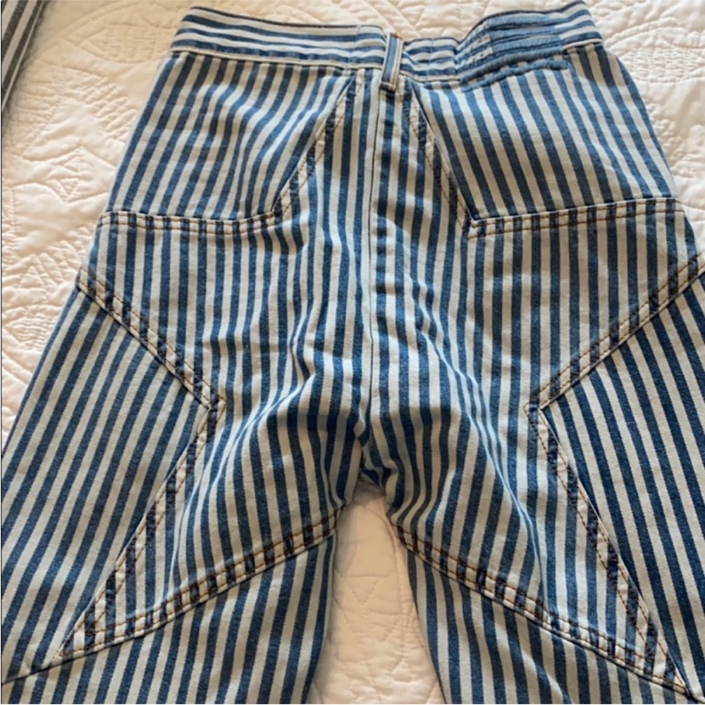 REVICE Blue & White Striped High-Waist Flare Jeans - Picture 3 of 12